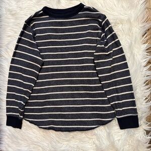 GapKids Navy White Striped Thermal Waffle Knit Long Sleeve Shirt Top Size S 6-7
